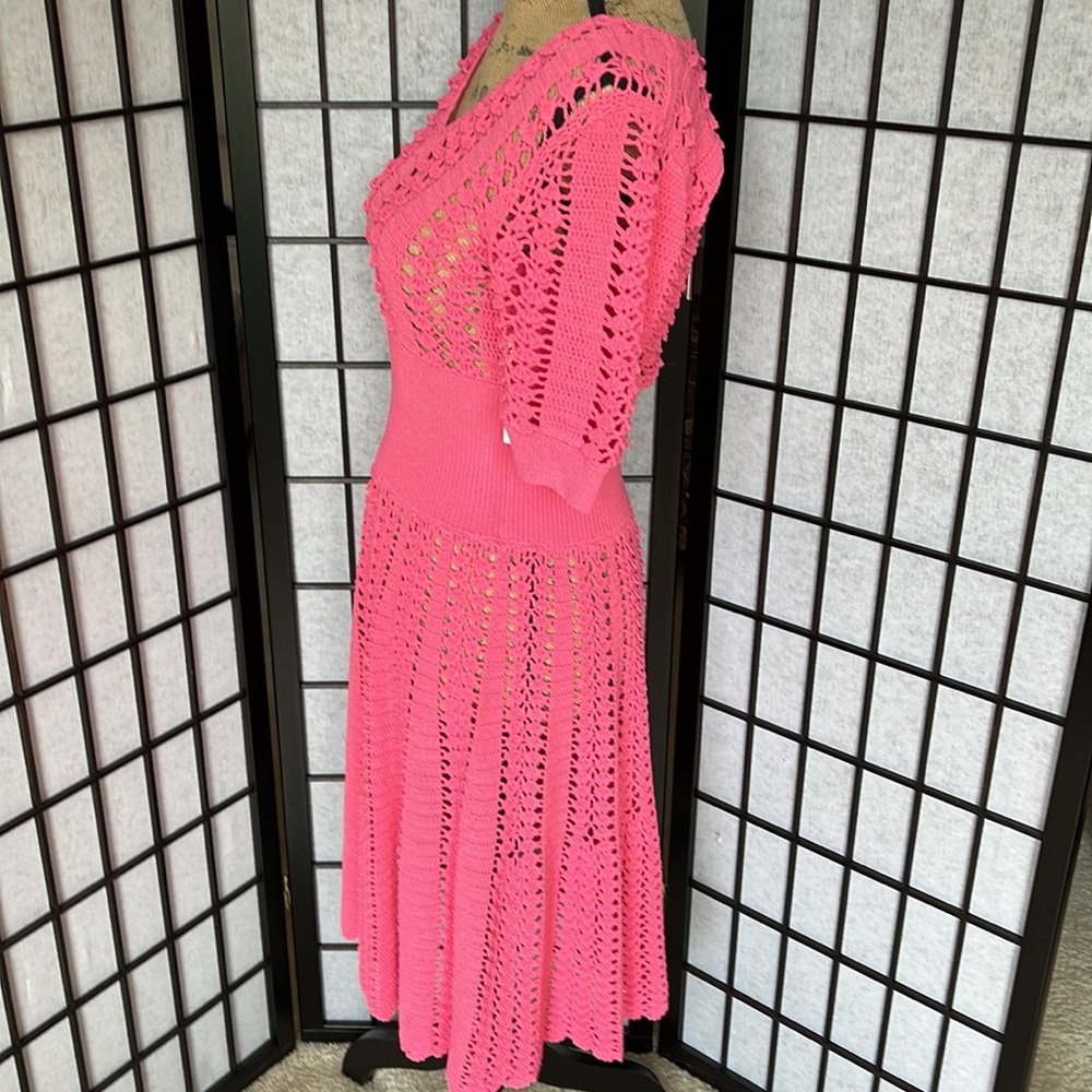 Michael Kors Collection Hot Pink Crochet Midi Dress - Picture 7 of 15